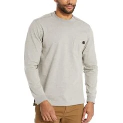 Wolverine Men's Guardian Cotton™ Long Sleeve Pocket Tee -Outdoor Clothing Store WV W1208470 036 FRONT